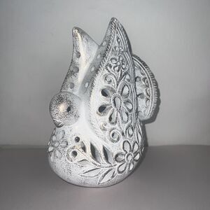 Dove Tea Light Holder White Cutout Design 8”x4” Gold Trimmed Accent